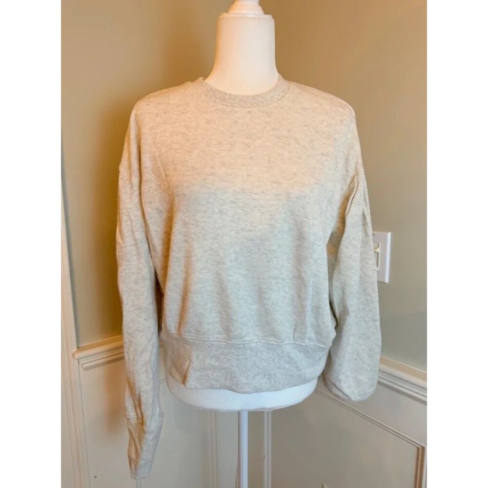 Madewell Gray Ribbed Puff Sleeve Sweatshirt Size Medium